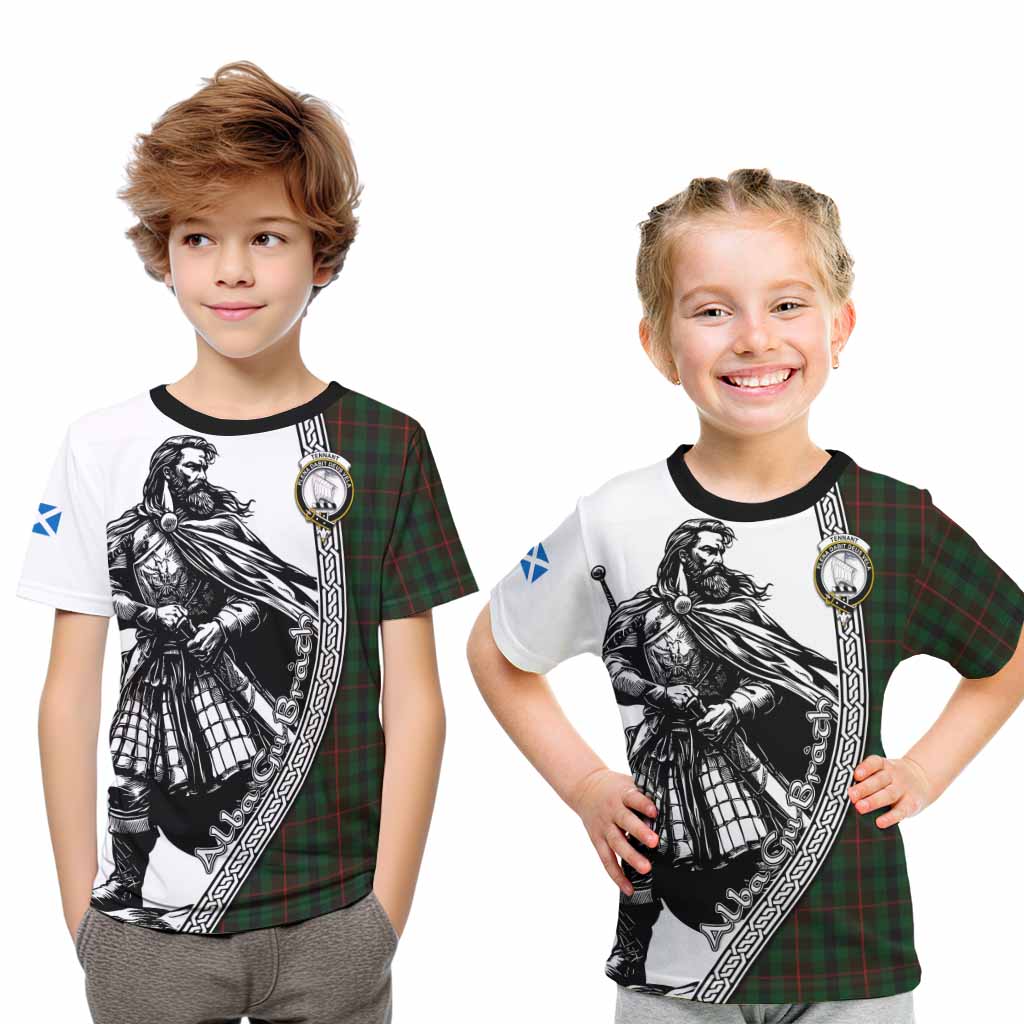 Tennant Tartan Clan Crest Kid T-Shirt with Highlander Warrior Celtic Style Youth XL Size14 - Tartan Vibes Clothing