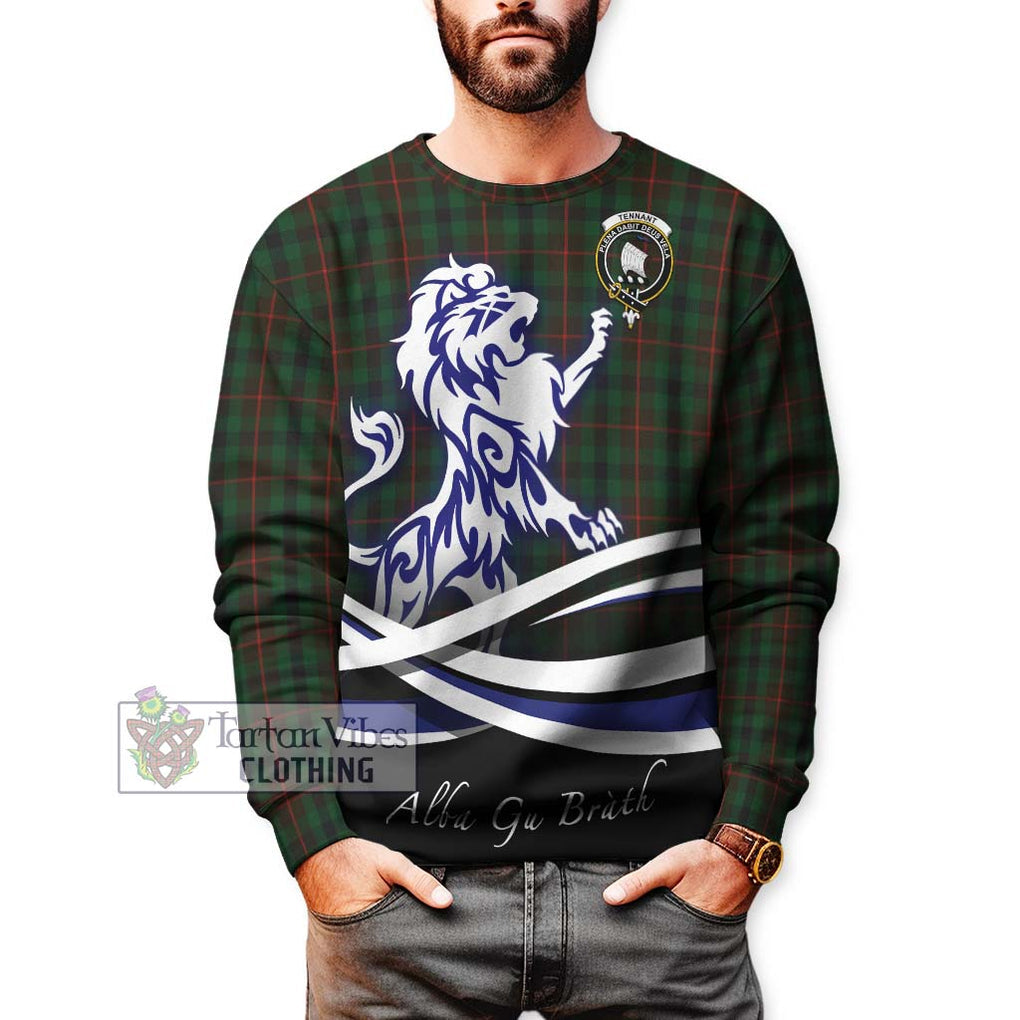 Tennant Tartan Sweatshirt with Alba Gu Brath Regal Lion Emblem Unisex - Tartan Vibes Clothing