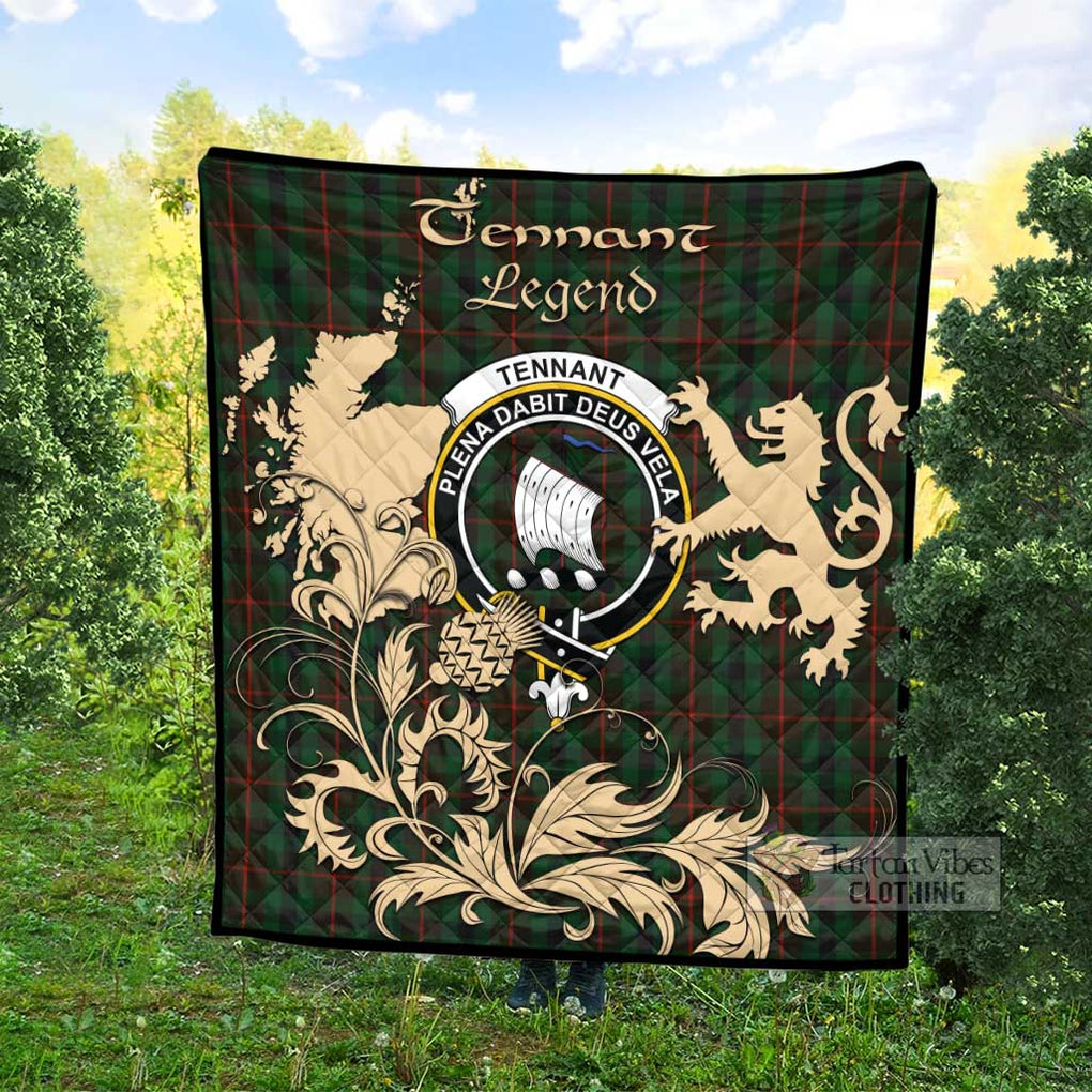 Tartan Vibes Clothing Tennant Tartan Quilt with Family Crest and Scottish Symbol Style