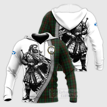 Tennant Tartan Clan Crest Knitted Hoodie with Highlander Warrior Celtic Style Unisex Knitted Pullover Hoodie - Tartan Vibes Clothing