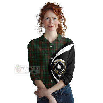Tennant Tartan Women's Casual Shirt with Family Crest Circle Style Female - Tartan Vibes Clothing