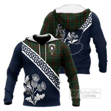 Tennant Tartan Knitted Hoodie Featuring Thistle and Scotland Map Unisex Knitted Pullover Hoodie - Tartan Vibes Clothing