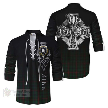 Tartan Vibes Clothing Tennant Tartan Ghillie Kilt Shirt Featuring Alba Gu Brath Family Crest Celtic Inspired