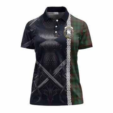 Tennant Tartan Women's Polo Shirt with Family Crest Cross Sword Thistle Celtic Vibes Women - Tartan Vibes Clothing