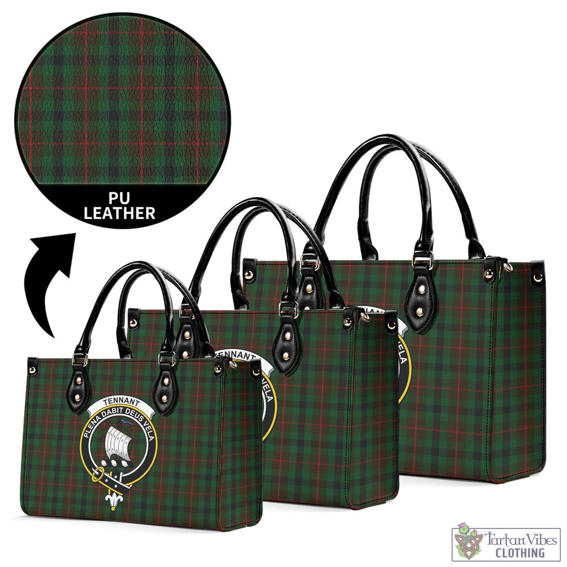 Tennant Tartan Luxury Leather Handbags with Family Crest L - Tartan Vibes Clothing
