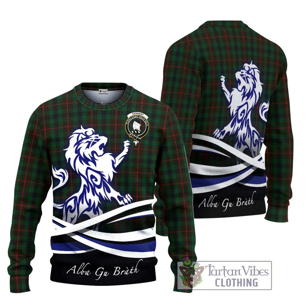 Tennant Tartan Ugly Sweater with Alba Gu Brath Regal Lion Emblem Unisex - Tartan Vibes Clothing