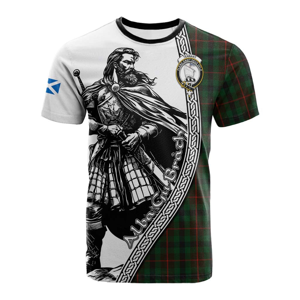 Tennant Tartan Clan Crest Cotton T-shirt with Highlander Warrior Celtic Style Kid's Shirt - Tartan Vibes Clothing