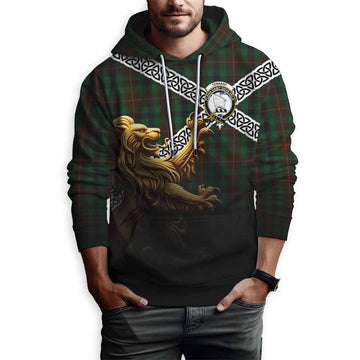 Tennant Crest Tartan Hoodie with Golden Lion Emblem Celtic Style Pullover Hoodie - Tartan Vibes Clothing
