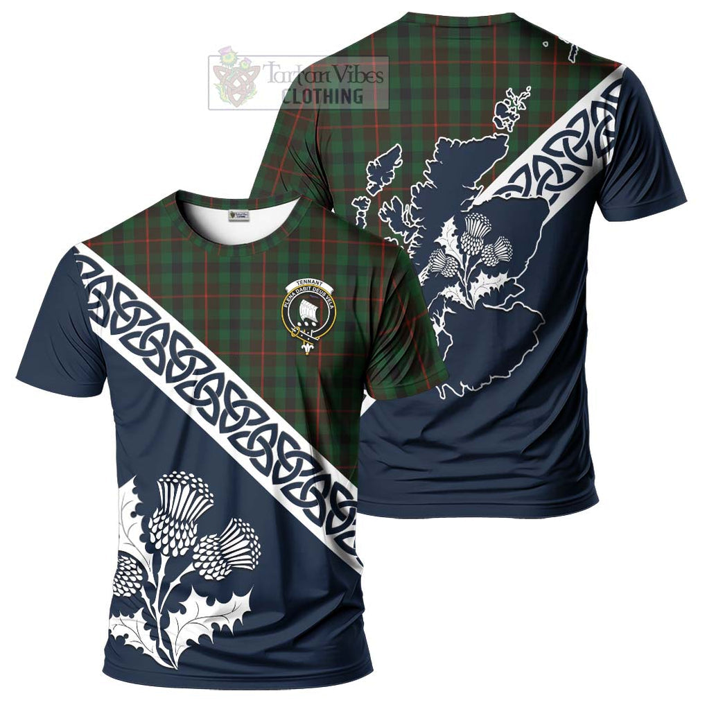 Tennant Tartan T-Shirt Featuring Thistle and Scotland Map Kid's Shirt - Tartanvibesclothing Store