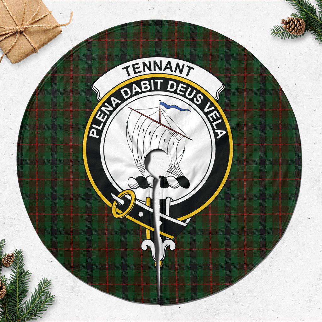 Tennant Tartan Christmas Tree Skirt with Family Crest 47*47 inch - Tartan Vibes Clothing