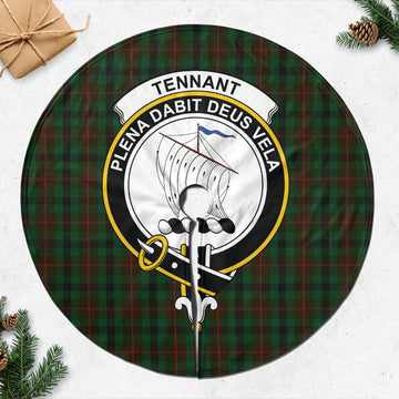 Tennant Tartan Christmas Tree Skirt with Family Crest 47*47 inch - Tartan Vibes Clothing