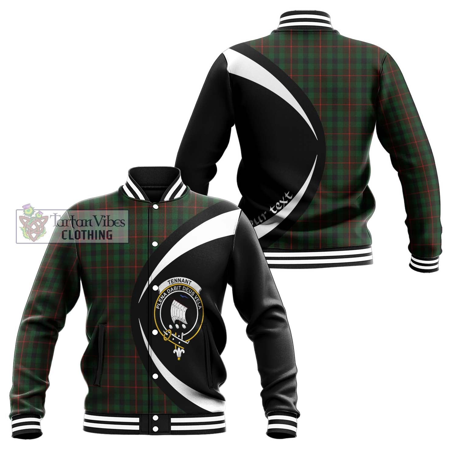 Tennant Tartan Baseball Jacket with Family Crest Circle Style Unisex - Tartan Vibes Clothing
