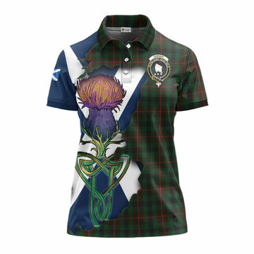 Tartan Vibes Clothing Tennant Tartan Family Crest Women's Polo Shirt Scottish Thistle Celtic Inspired