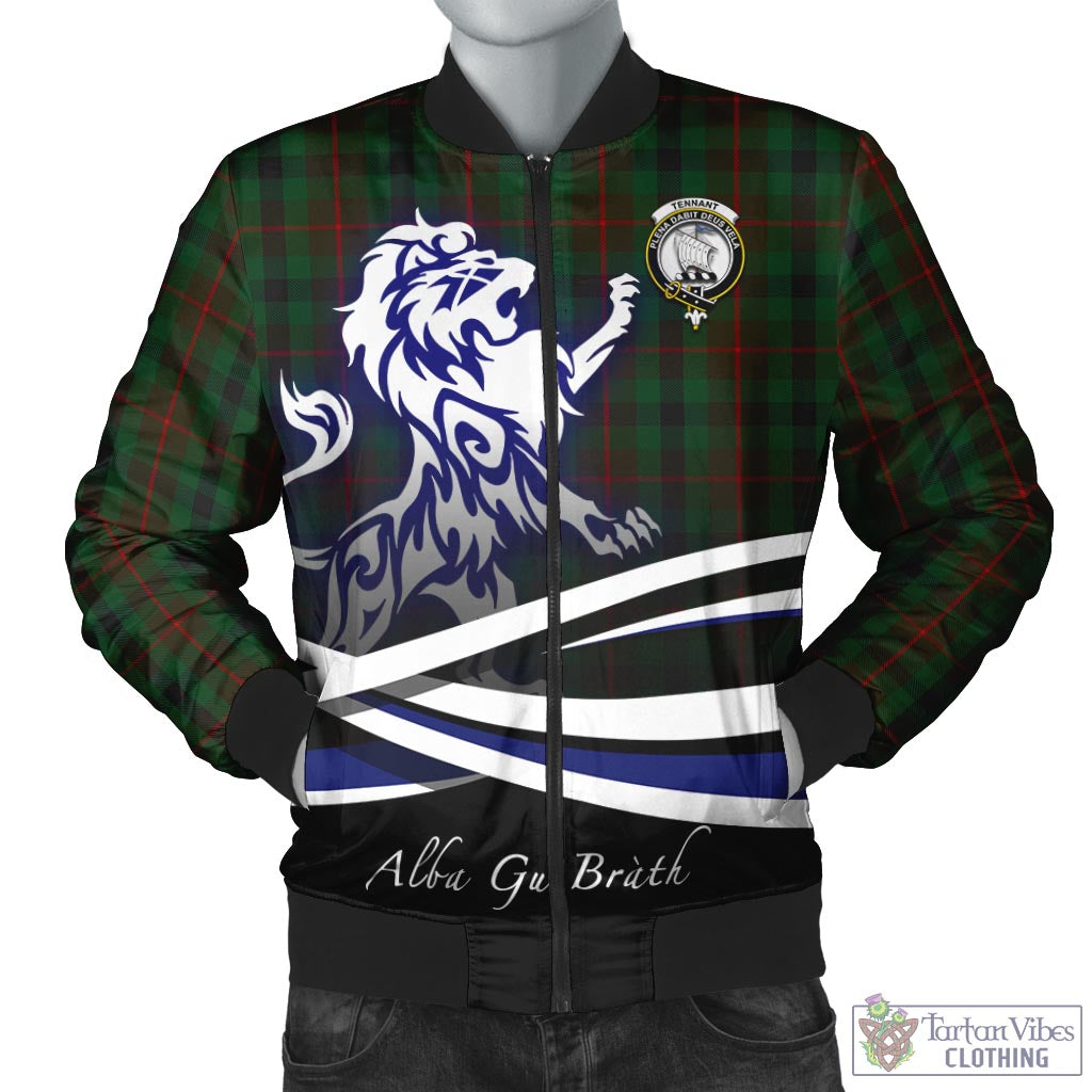 Tennant Tartan Bomber Jacket with Alba Gu Brath Regal Lion Emblem Unisex - Tartan Vibes Clothing