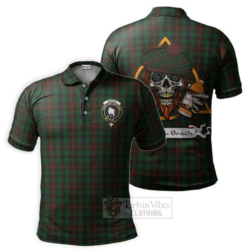 Tennant Tartan Polo Shirt with Family Crest and Bearded Skull Holding Bottles of Whiskey Kid - Tartan Vibes Clothing