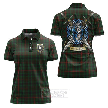 Tennant Tartan Women's Polo Shirt with Family Crest Celtic Skull Style Women - Tartan Vibes Clothing