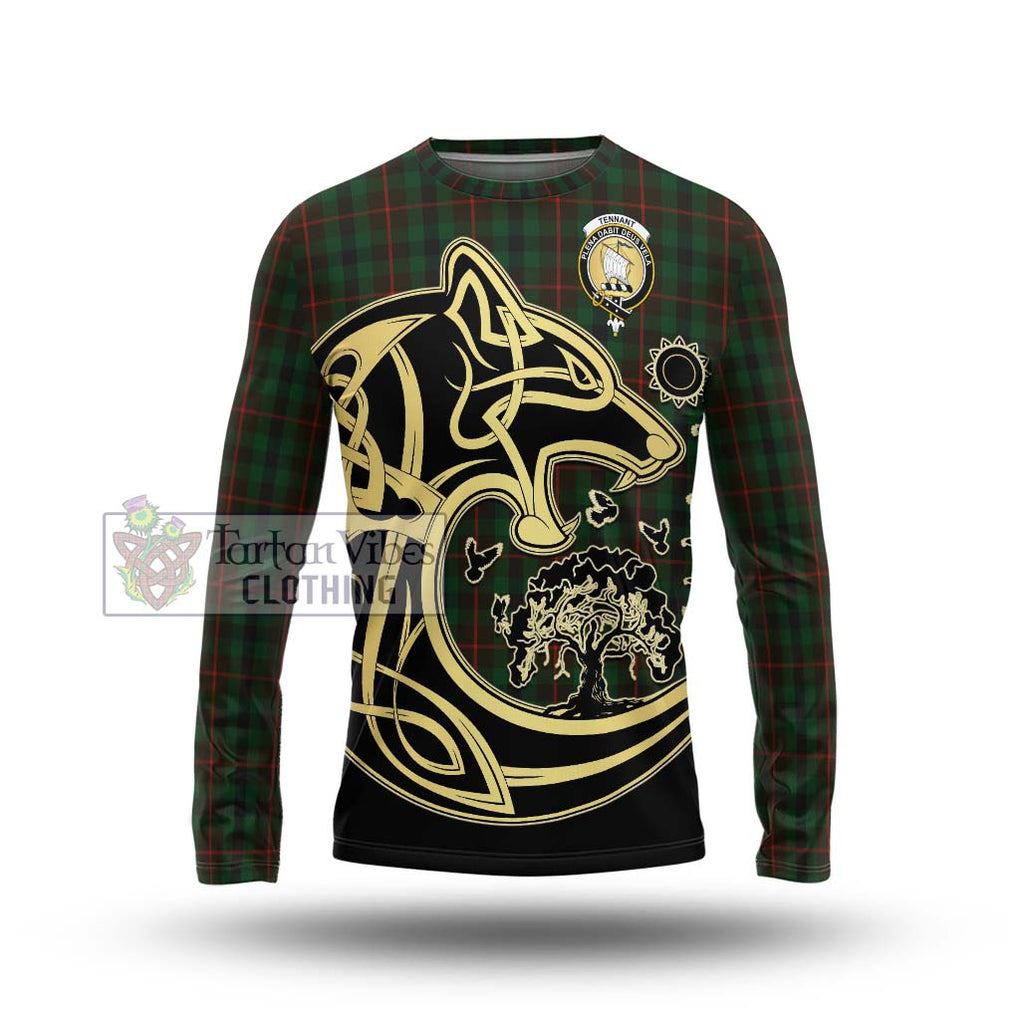 Tennant Tartan Long Sleeve T-Shirt with Family Crest Celtic Wolf Style Unisex - Tartan Vibes Clothing