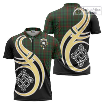 Tennant Tartan Zipper Polo Shirt with Family Crest and Celtic Symbol Style Unisex - Tartan Vibes Clothing