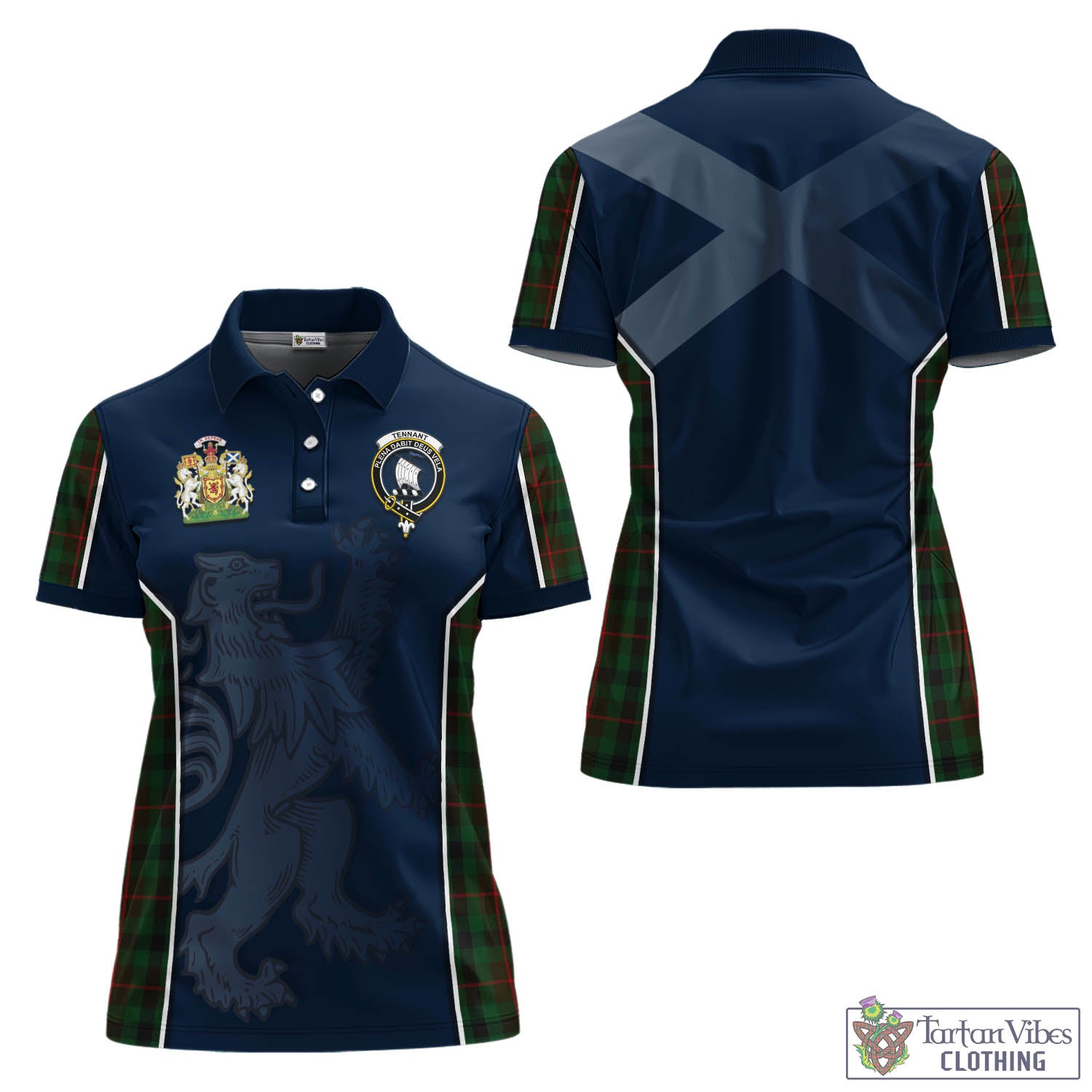 Tartan Vibes Clothing Tennant Tartan Women's Polo Shirt with Family Crest and Lion Rampant Vibes Sport Style