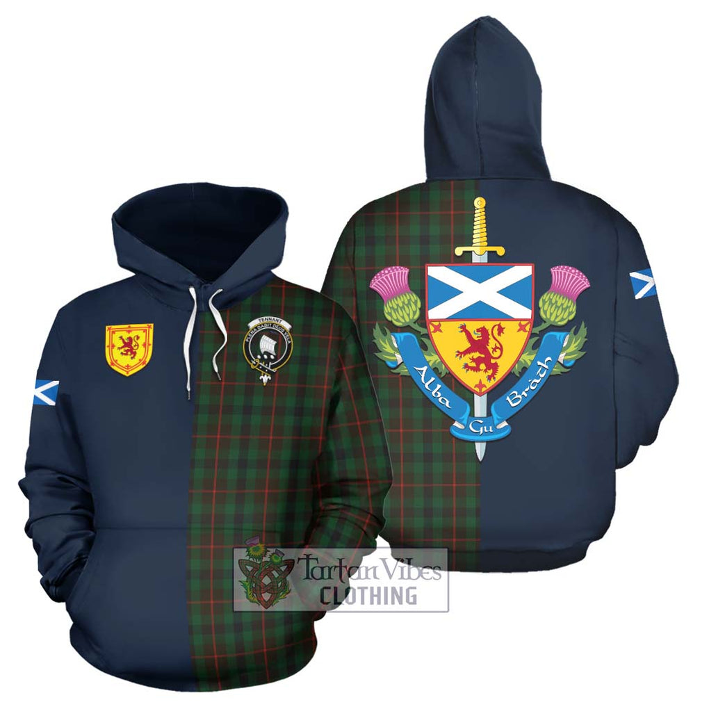 Tennant Tartan Hoodie Alba with Scottish Lion Royal Arm Half Style Zip Hoodie - Tartan Vibes Clothing