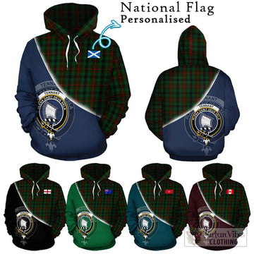 Tennant Tartan Hoodie with Personalised National Flag and Family Crest Half Style Zip Hoodie - Tartan Vibes Clothing
