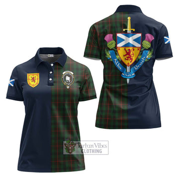 Tennant Tartan Women's Polo Shirt Alba with Scottish Lion Royal Arm Half Style Women - Tartan Vibes Clothing