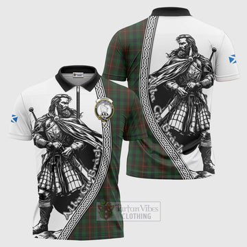 Tennant Tartan Clan Crest Zipper Polo Shirt with Highlander Warrior Celtic Style Unisex - Tartan Vibes Clothing
