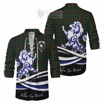 Tennant Tartan Ghillie Kilt Shirt with Alba Gu Brath Regal Lion Emblem Men - Tartan Vibes Clothing