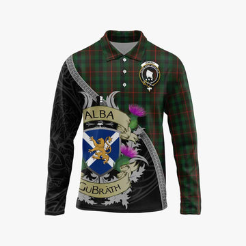Tennant Tartan Family Crest Long Sleeve Polo Shirt Lion Rampant Royal Thistle Shield Celtic Inspired Unisex - Tartan Vibes Clothing