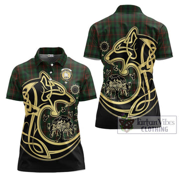 Tennant Tartan Women's Polo Shirt with Family Crest Celtic Wolf Style Women - Tartan Vibes Clothing