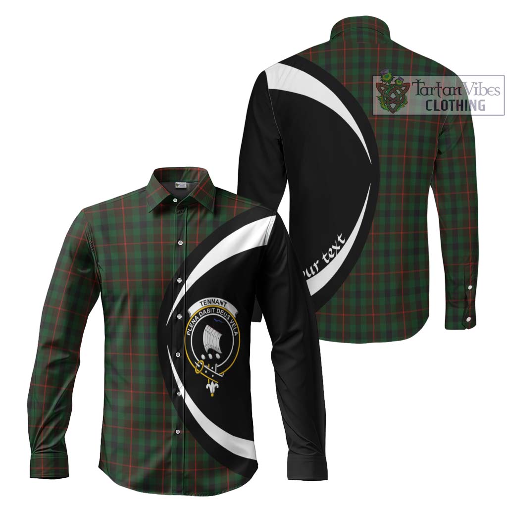 Tennant Tartan Long Sleeve Button Up with Family Crest Circle Style Men's Shirt S - Tartan Vibes Clothing