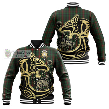 Tennant Tartan Baseball Jacket with Family Crest Celtic Wolf Style Unisex - Tartan Vibes Clothing