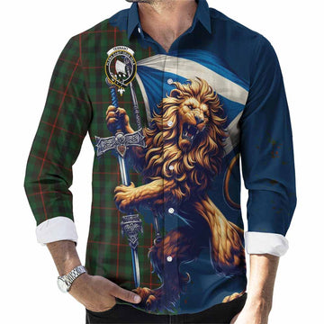 Tennant Tartan Family Crest Long Sleeve Button Shirt with Scottish Majestic Lion Men's Shirt S - Tartan Vibes Clothing