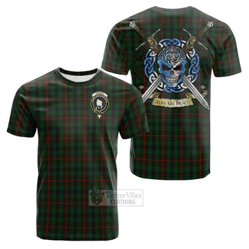 Tartan Vibes Clothing Tennant Tartan Cotton T-shirt with Family Crest Celtic Skull Style
