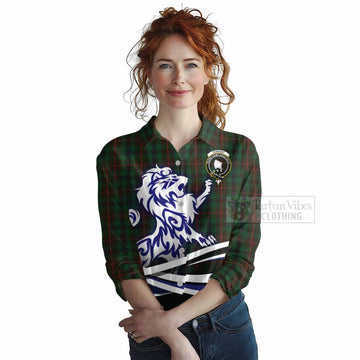 Tennant Tartan Women's Casual Shirt with Alba Gu Brath Regal Lion Emblem Female - Tartan Vibes Clothing