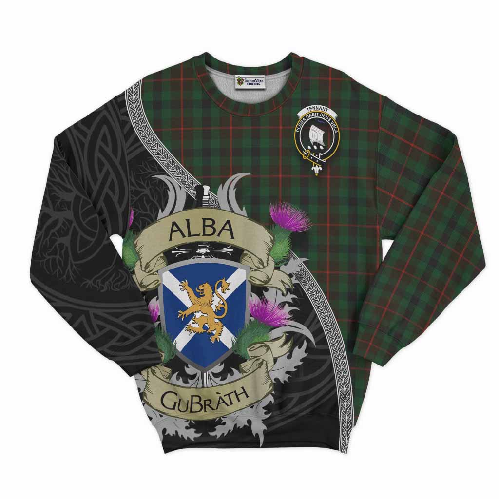 Tennant Tartan Family Crest Sweatshirt Lion Rampant Royal Thistle Shield Celtic Inspired Unisex - Tartan Vibes Clothing
