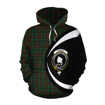 Tennant Tartan Cotton Hoodie with Family Crest Circle Style Pullover Hoodie XS - Tartan Vibes Clothing