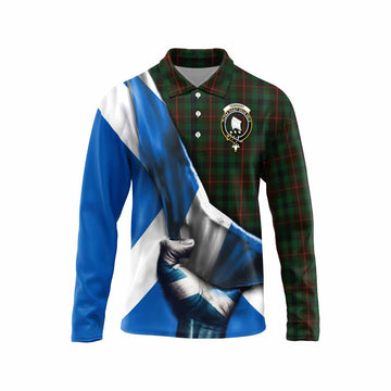 Tennant Tartan Long Sleeve Polo Shirt with Family Crest Scotland Patriotic Style Unisex - Tartan Vibes Clothing