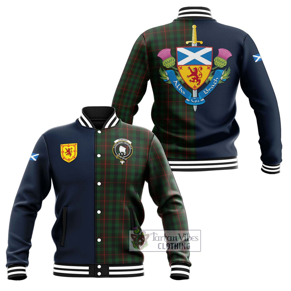 Tennant Tartan Baseball Jacket Alba with Scottish Lion Royal Arm Half Style Unisex - Tartan Vibes Clothing