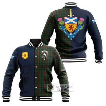Tennant Tartan Baseball Jacket Alba with Scottish Lion Royal Arm Half Style Unisex - Tartan Vibes Clothing
