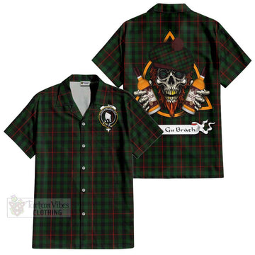 Tennant Tartan Hawaiian Shirt with Family Crest and Bearded Skull Holding Bottles of Whiskey Kid - Tartan Vibes Clothing