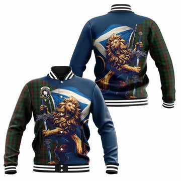 Tennant Tartan Family Crest Baseball Jacket with Scottish Majestic Lion Unisex - Tartan Vibes Clothing