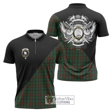 Tennant Tartan Zipper Polo Shirt with Family Crest and Military Logo Style Unisex - Tartan Vibes Clothing