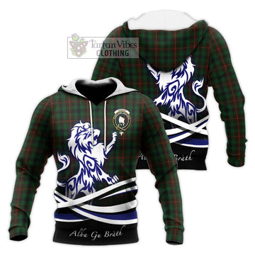 Tennant Tartan Knitted Hoodie with Alba Gu Brath Regal Lion Emblem Unisex Knitted Pullover Hoodie - Tartan Vibes Clothing