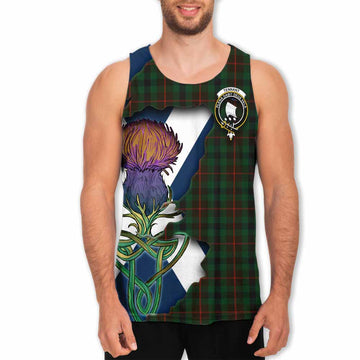 Tartan Vibes Clothing Tennant Tartan Family Crest Men's Tank Top Scottish Thistle Celtic Inspired
