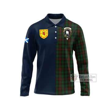 Tennant Tartan Long Sleeve Polo Shirt Alba with Scottish Lion Royal Arm Half Style Unisex - Tartan Vibes Clothing