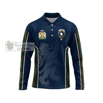 Tennant Tartan Long Sleeve Polo Shirt with Family Crest and Lion Rampant Vibes Sport Style Unisex - Tartan Vibes Clothing