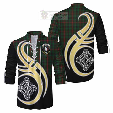 Tennant Tartan Ghillie Kilt Shirt with Family Crest and Celtic Symbol Style Men - Tartan Vibes Clothing
