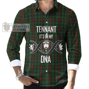 Tennant Tartan Long Sleeve Button Shirt with Family Crest DNA In Me Style Men's Shirt S - Tartanvibesclothing Shop