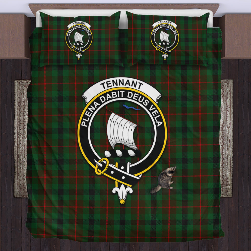 Tennant Tartan Bedding Set with Family Crest US Bedding Set - Tartan Vibes Clothing
